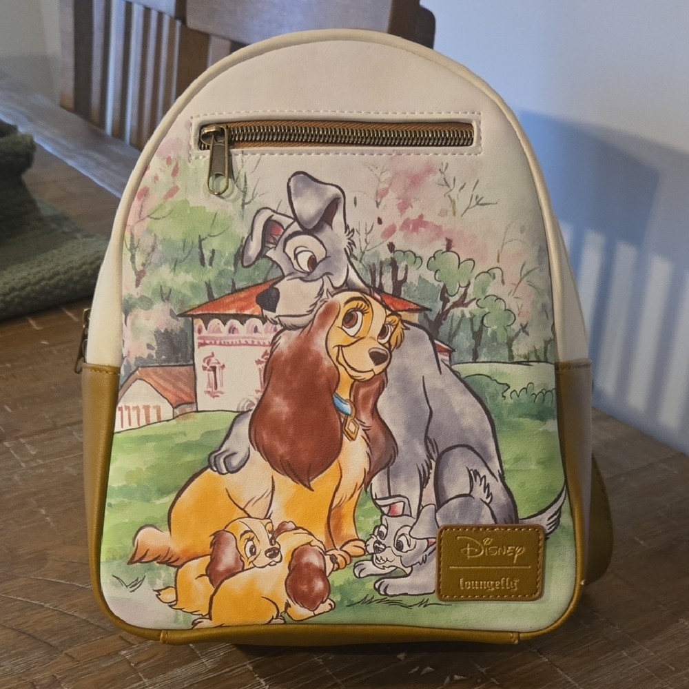 Disney Cream, Tan and Yellow Lady and Tramp Family Backpack